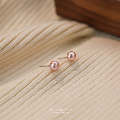 Sterling Silver 925 Natural Freshwater Small Pearl Ear Studs Mini And Simple Style High-grade