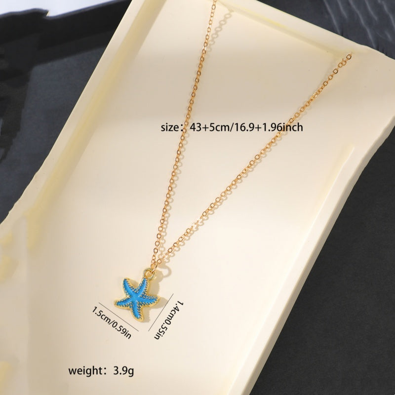 Pearl Shell Starfish Necklace For Women, Fashionable, Simple, Personalized Earrings, Women's Design Sense, Collarbone Chain