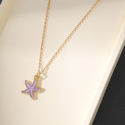 Pearl Shell Starfish Necklace For Women, Fashionable, Simple, Personalized Earrings, Women's Design Sense, Collarbone Chain