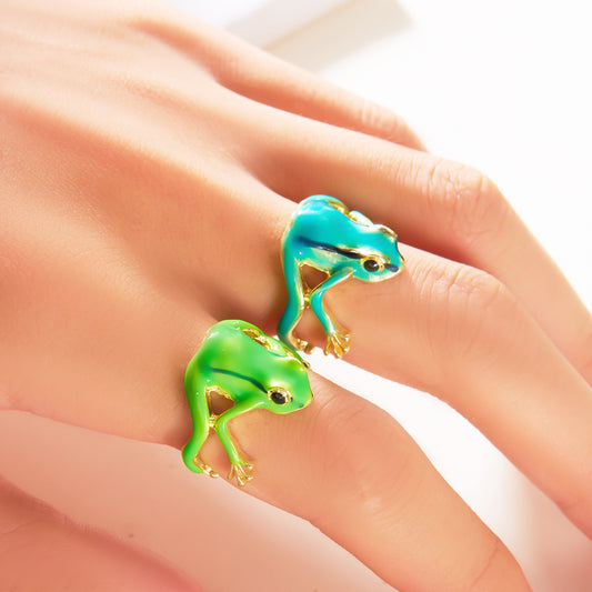 Green Funny Frog Ring Special-interest Design