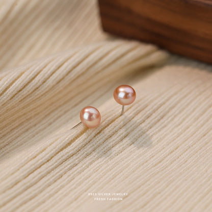 Sterling Silver 925 Natural Freshwater Small Pearl Ear Studs Mini And Simple Style High-grade