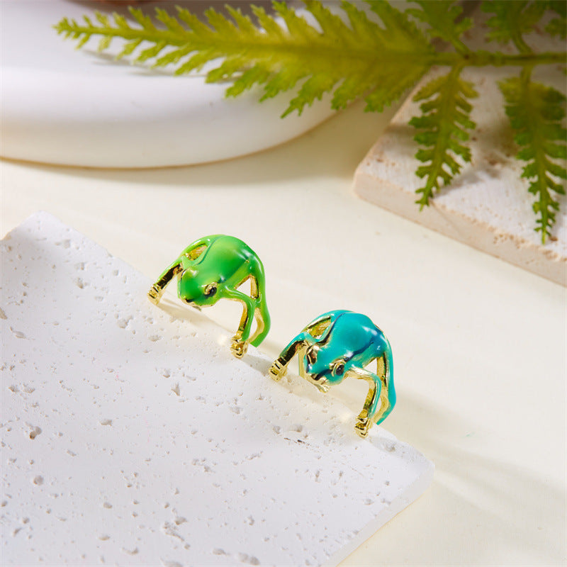 Green Funny Frog Ring Special-interest Design