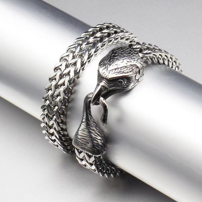 Men's Retro Punk Stainless Steel Bird Head Bracelet