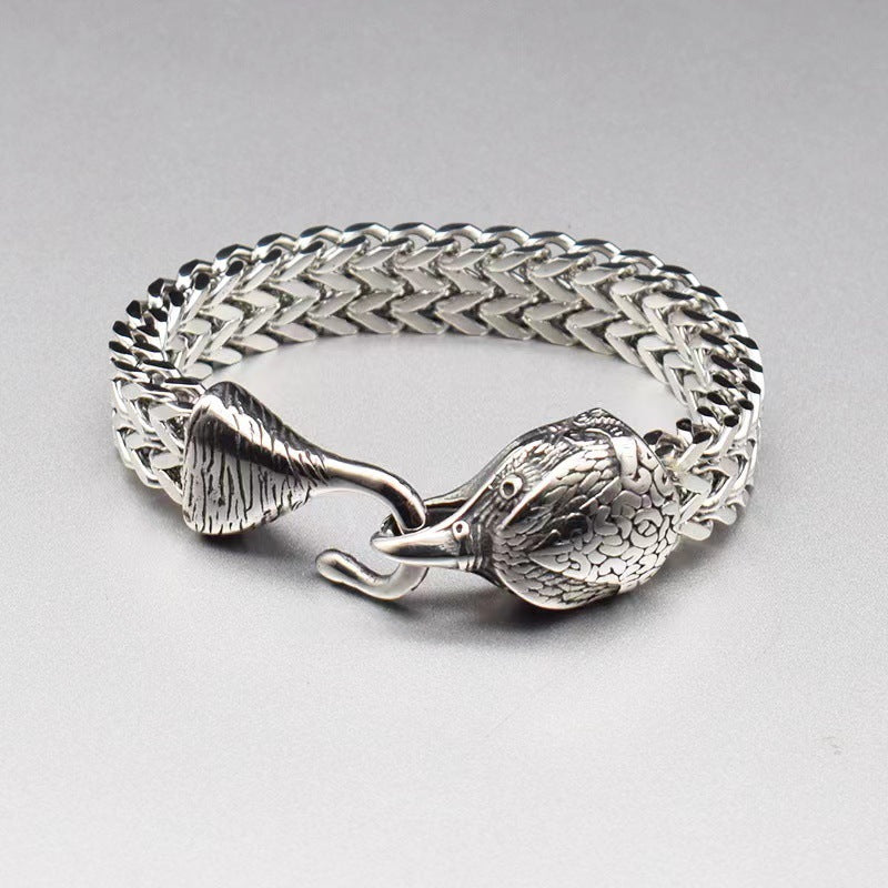 Men's Retro Punk Stainless Steel Bird Head Bracelet