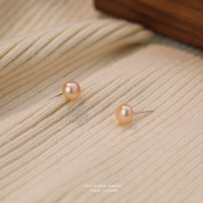 Sterling Silver 925 Natural Freshwater Small Pearl Ear Studs Mini And Simple Style High-grade