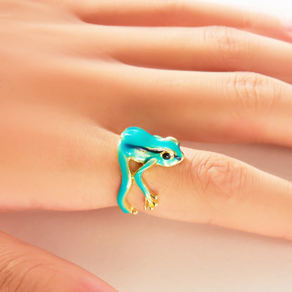 Green Funny Frog Ring Special-interest Design