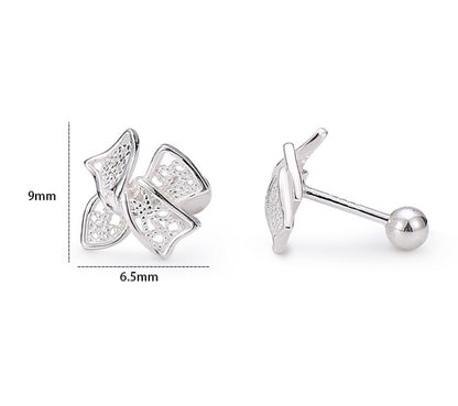 Bow Otica Ear-caring Sweet Fresh Screw Hollow Filament Women's Stud Earrings Ornament