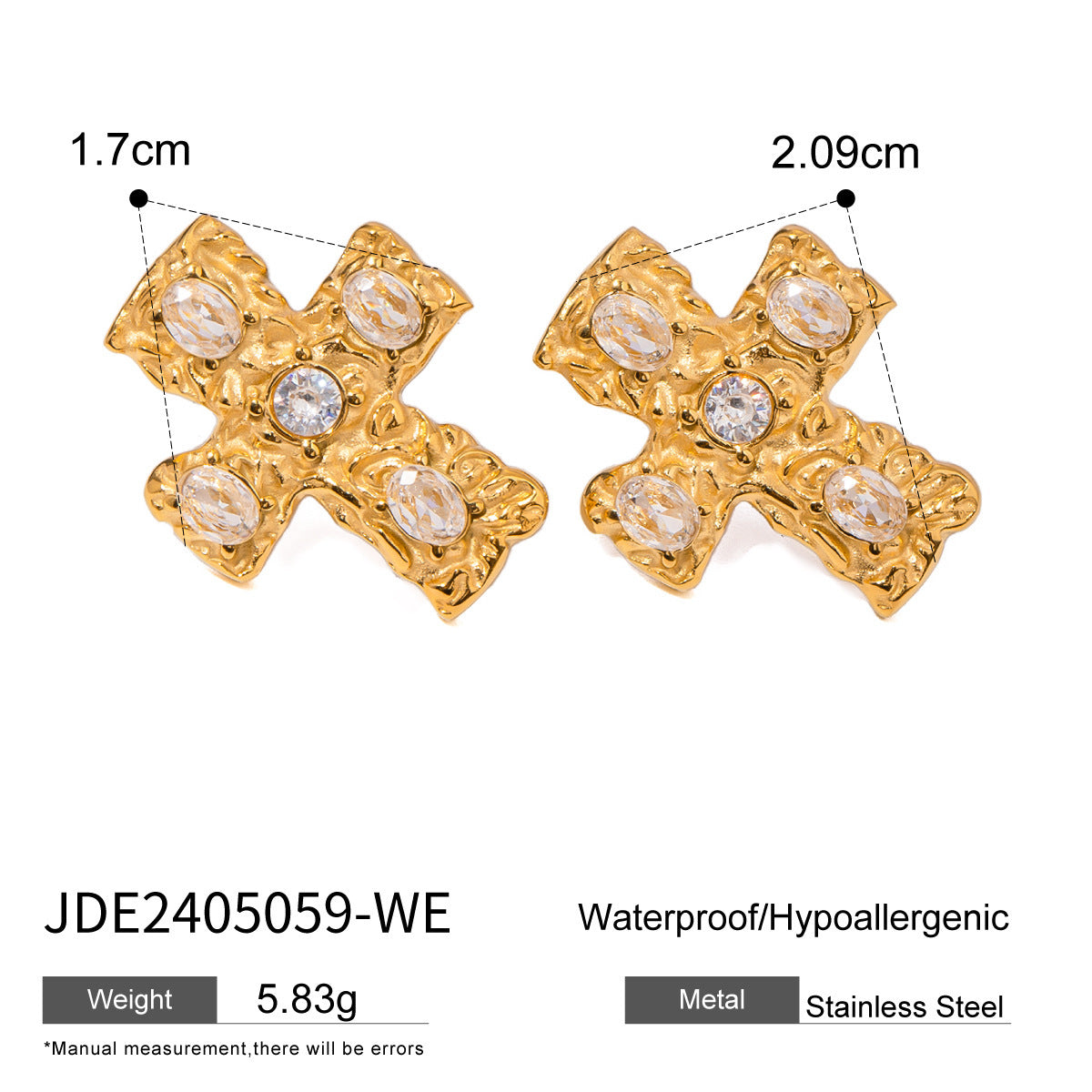 Stainless Steel Zircon Earrings European And American Ornament Niche High-grade Earrings