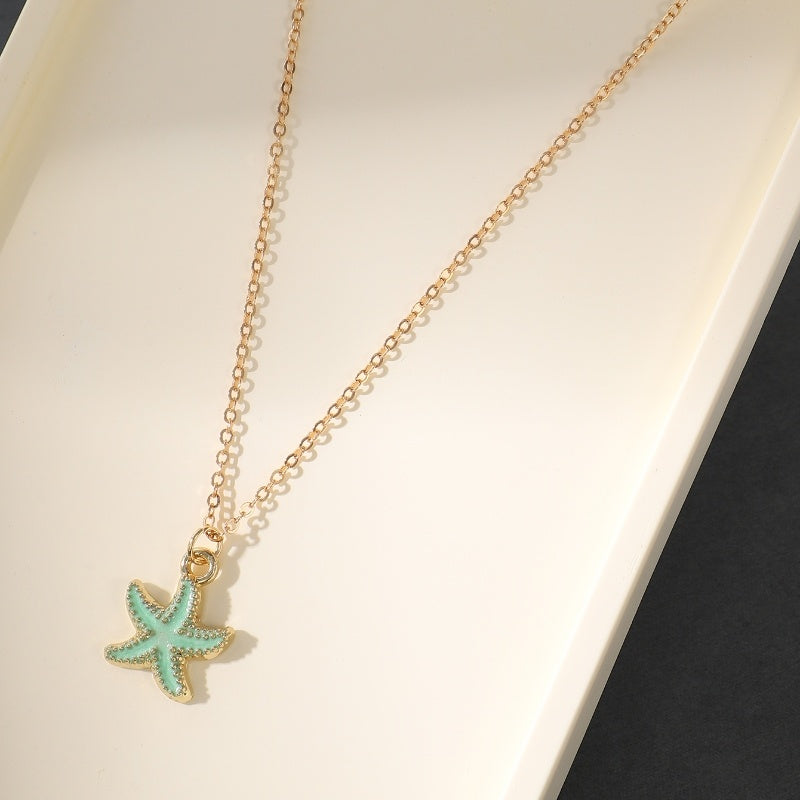 Pearl Shell Starfish Necklace For Women, Fashionable, Simple, Personalized Earrings, Women's Design Sense, Collarbone Chain