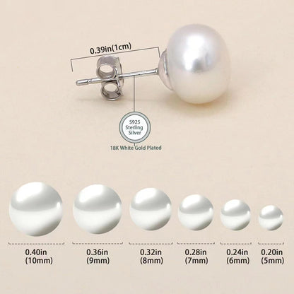 S925 Sterling Silver Needle Natural Freshwater Pearl Ear Studs