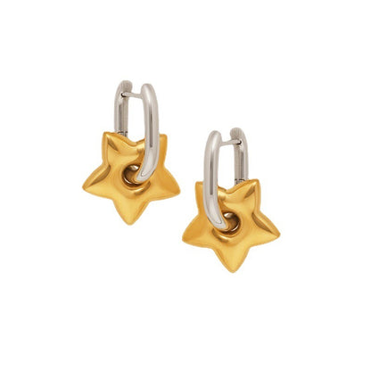 Contrast Color Stainless Steel Five-pointed Star Oval Earrings