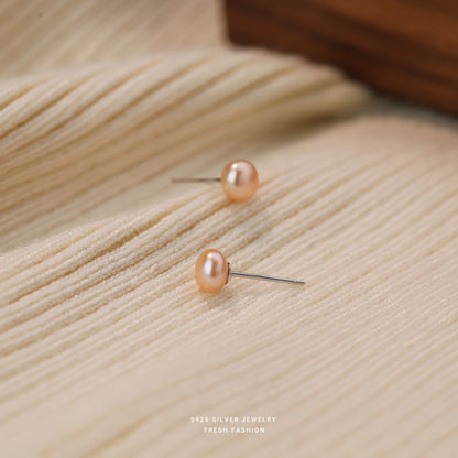 Sterling Silver 925 Natural Freshwater Small Pearl Ear Studs Mini And Simple Style High-grade